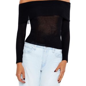 Foldover Off-the-Shoulder Sweater