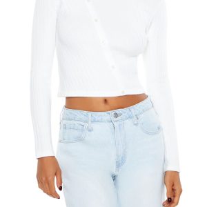 Cropped Button-Front Sweater