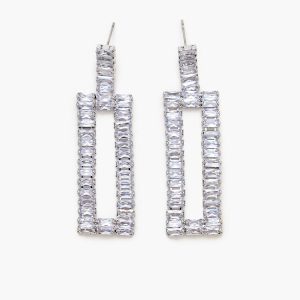 Faux Gem Geo Drop Earrings