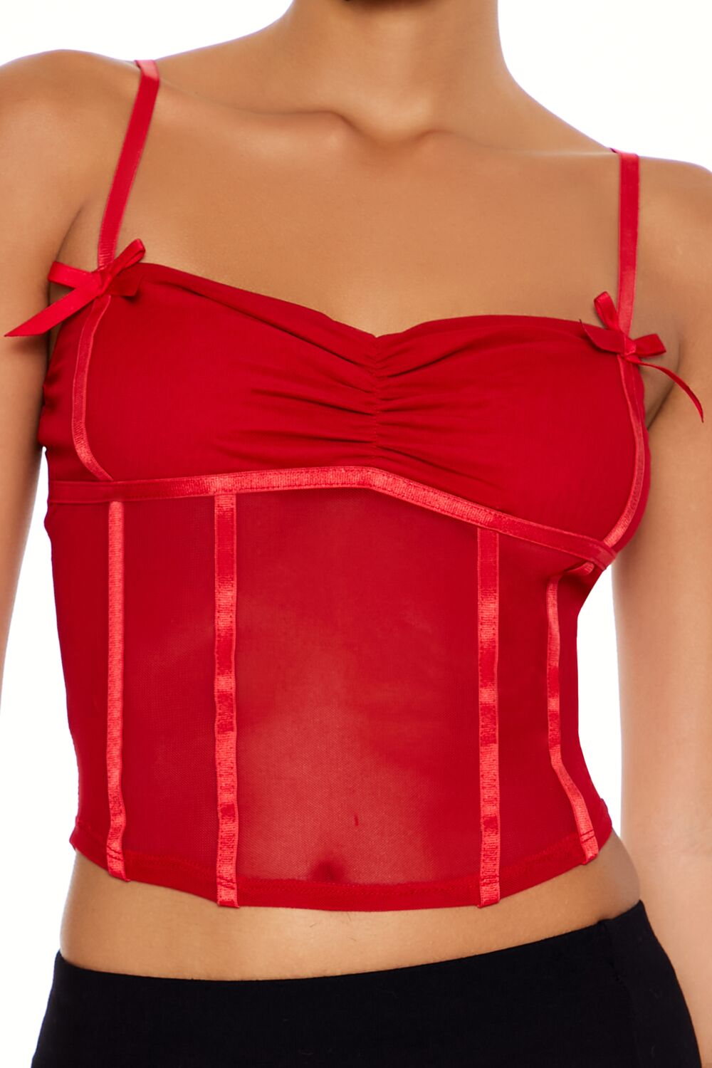 Satin-Trim Sheer Mesh Cami - Image 3