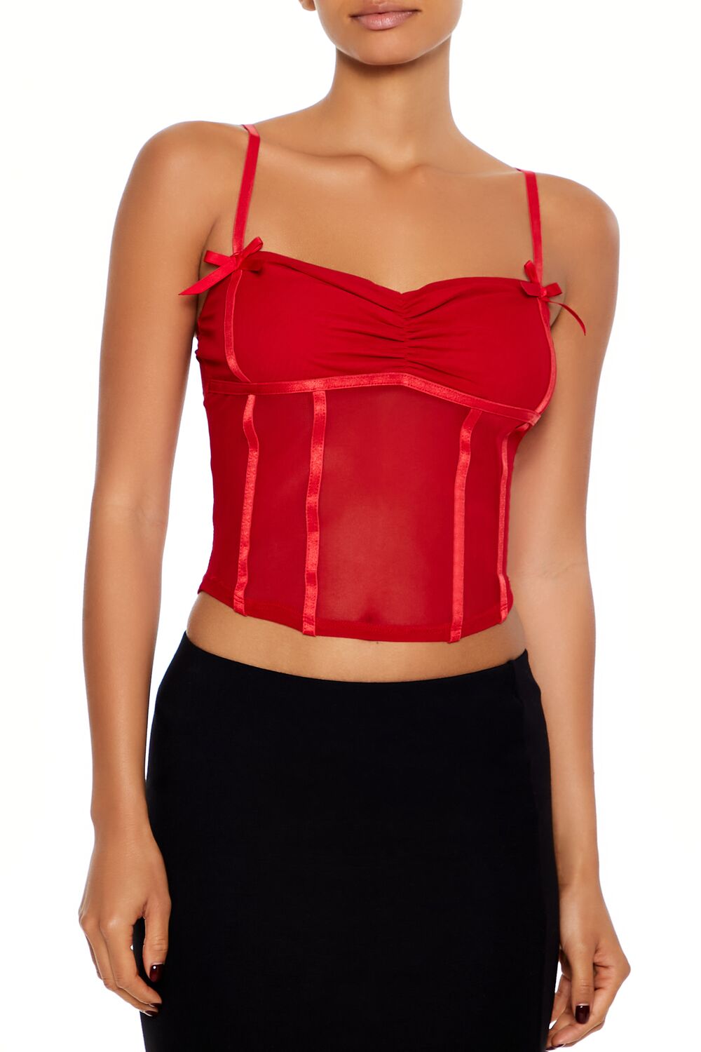 Satin-Trim Sheer Mesh Cami - Image 6