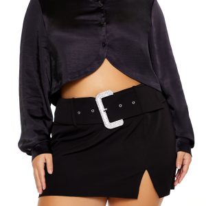 Plus Size Cropped Satin Shirt