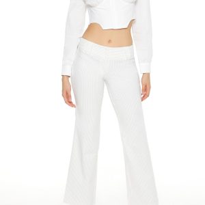 Pinstriped Low-Rise Trouser Pants