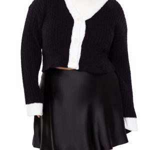 Plus Size Two-Tone Cardigan Sweater
