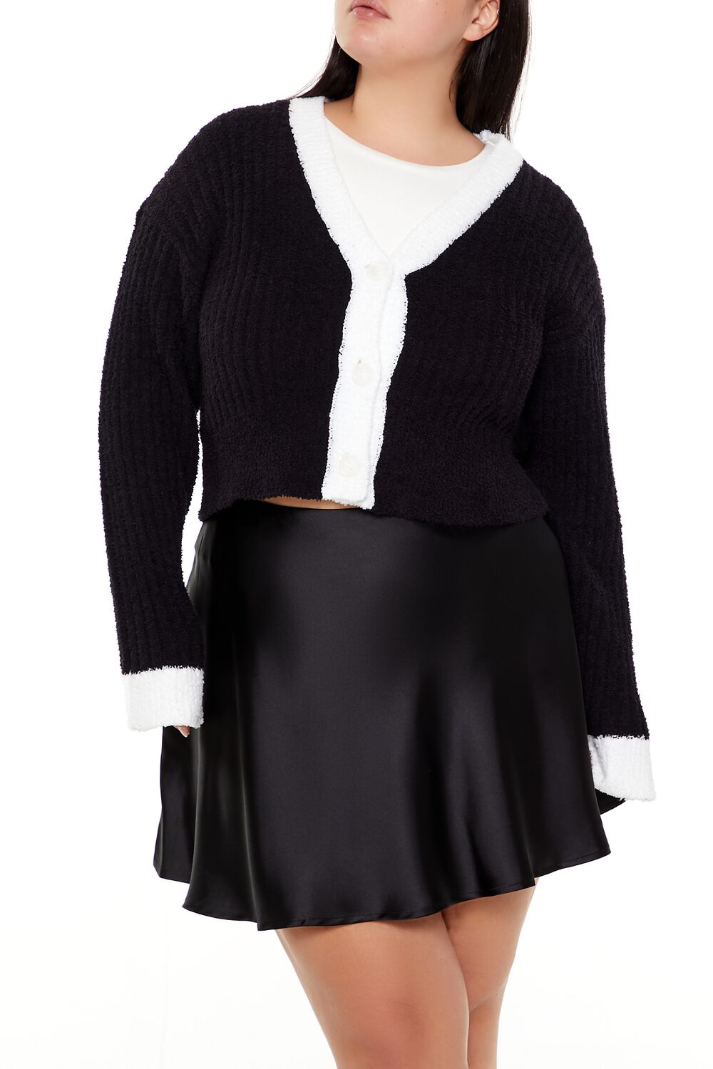 Plus Size Two-Tone Cardigan Sweater