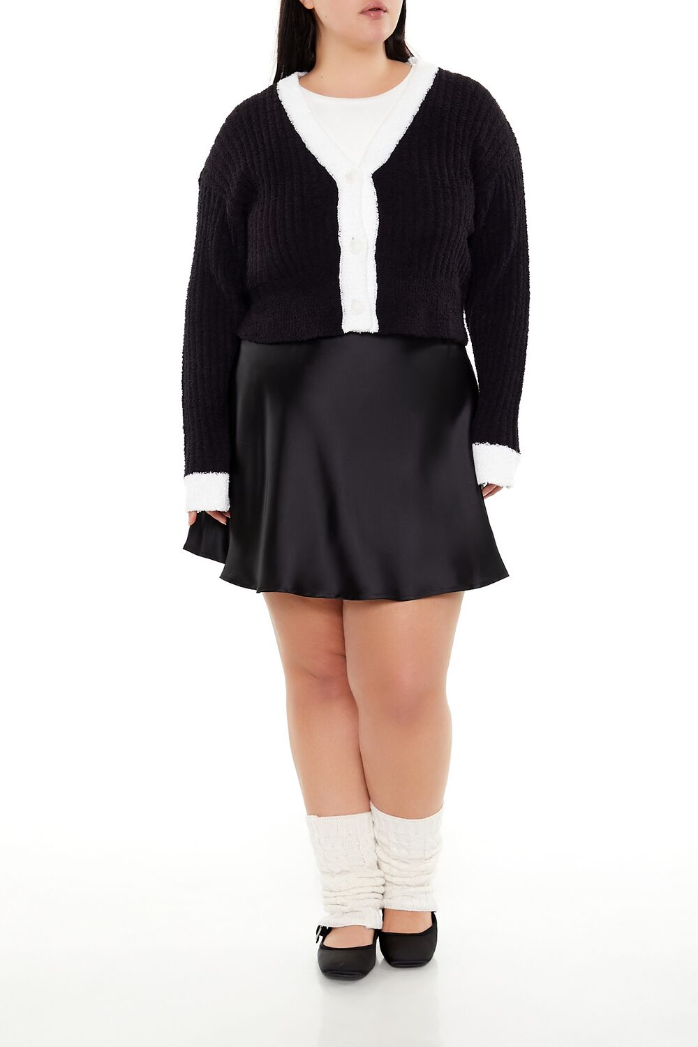 Plus Size Two-Tone Cardigan Sweater - Image 2