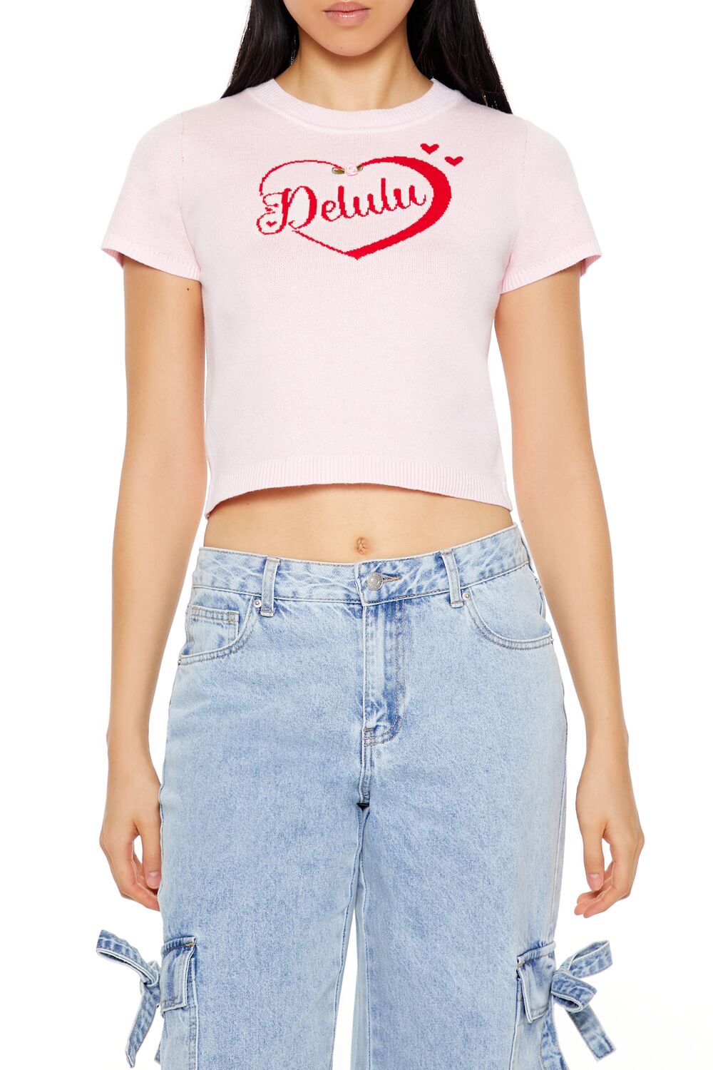 Delulu Sweater-Knit Crop Top