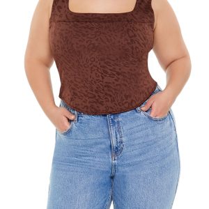 Plus Size Leopard Print Corset Crop Top
