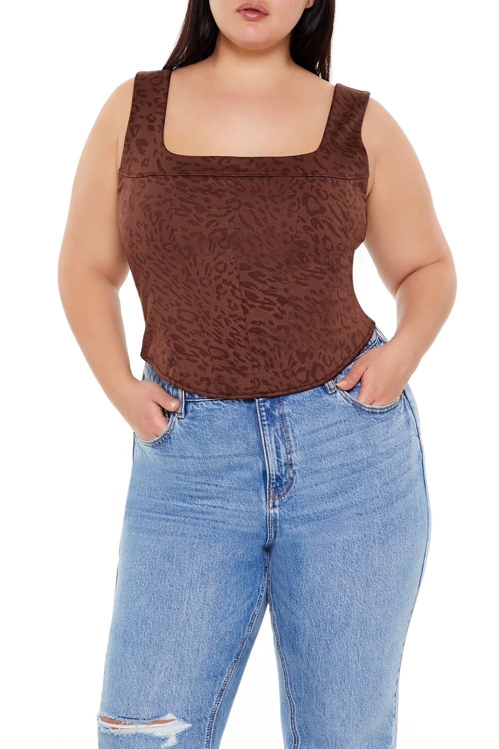 Plus Size Leopard Print Corset Crop Top