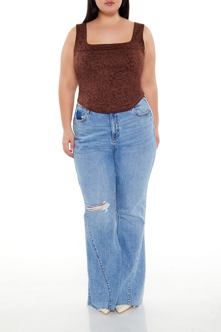 Plus Size Leopard Print Corset Crop Top - Image 2