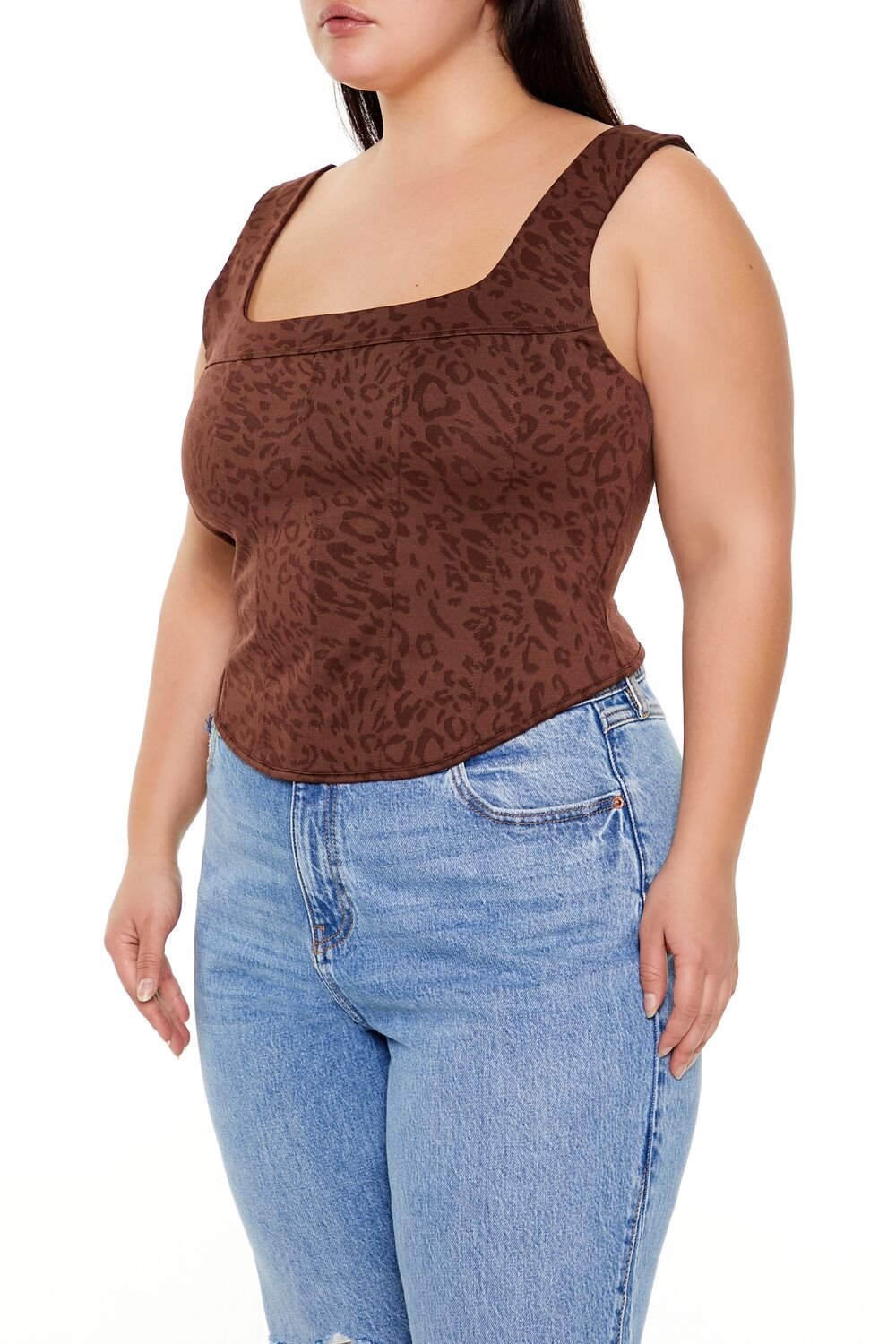 Plus Size Leopard Print Corset Crop Top - Image 4