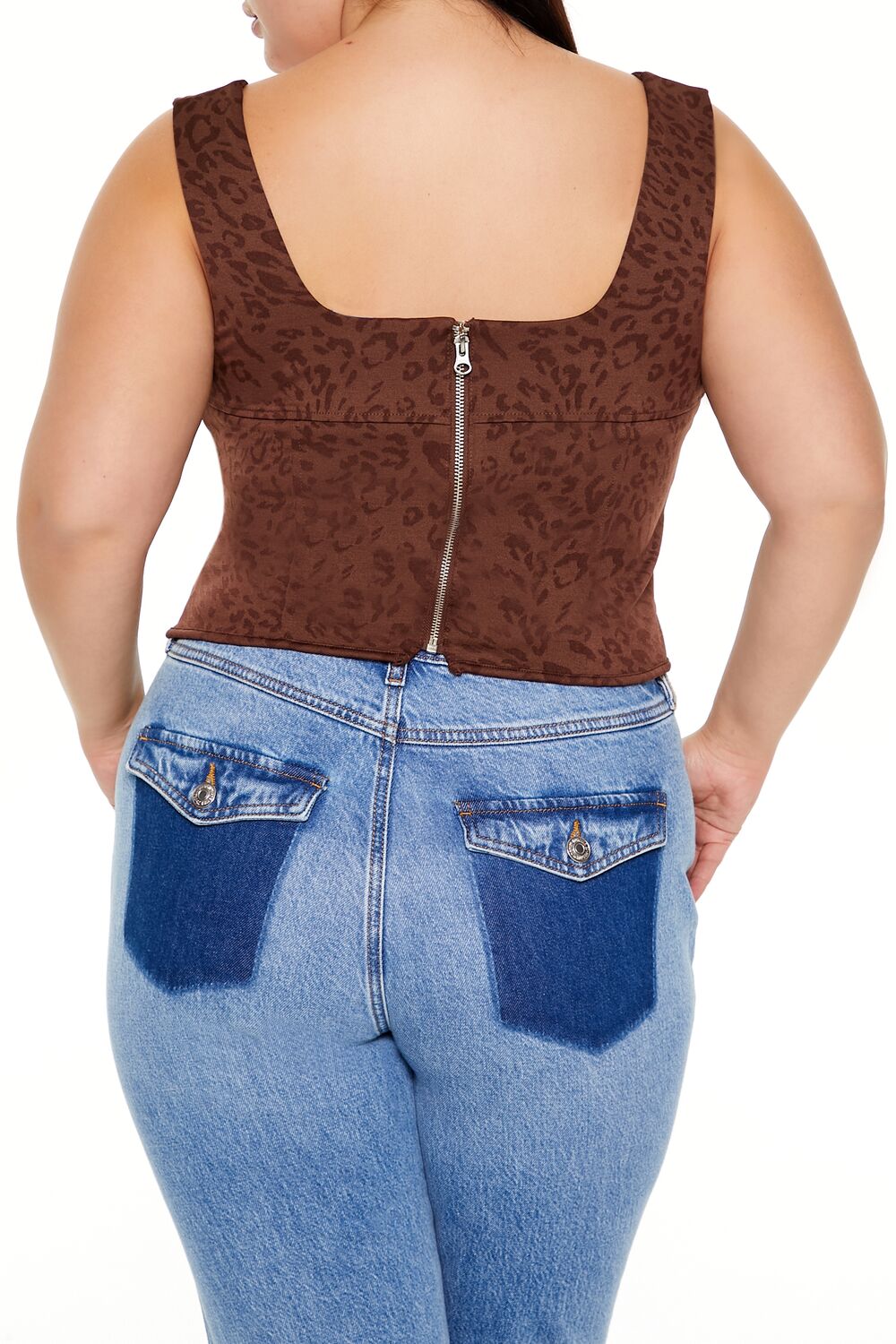 Plus Size Leopard Print Corset Crop Top - Image 5