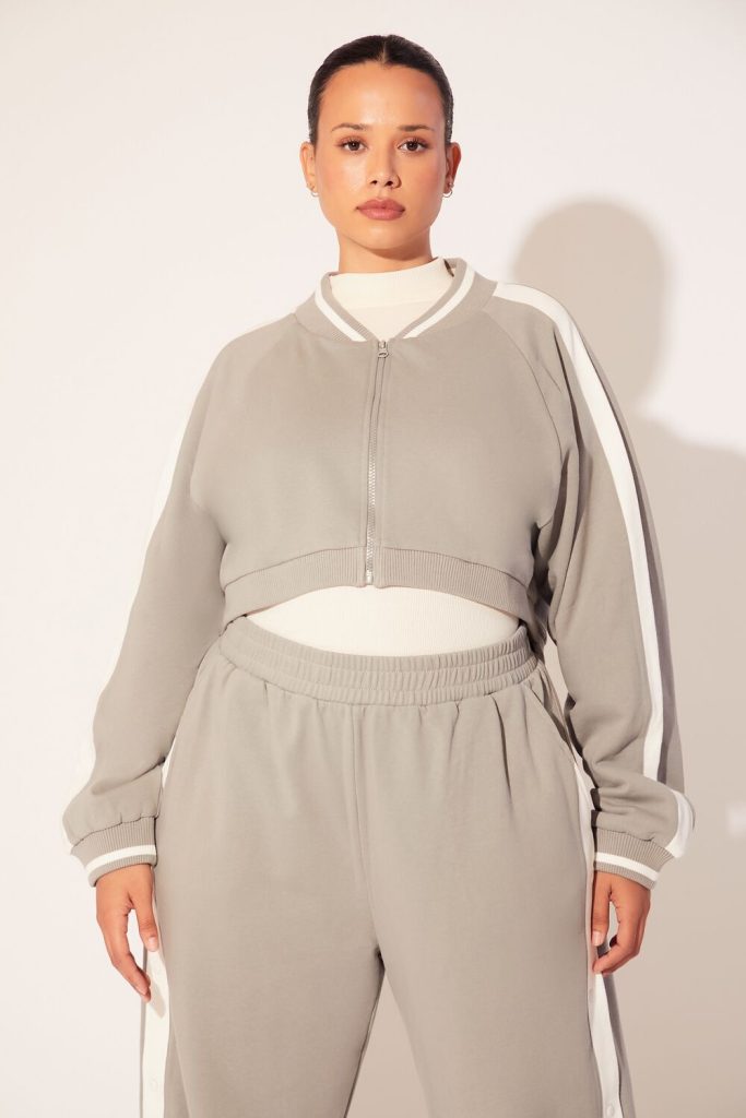 Plus Size Active Striped Jacket