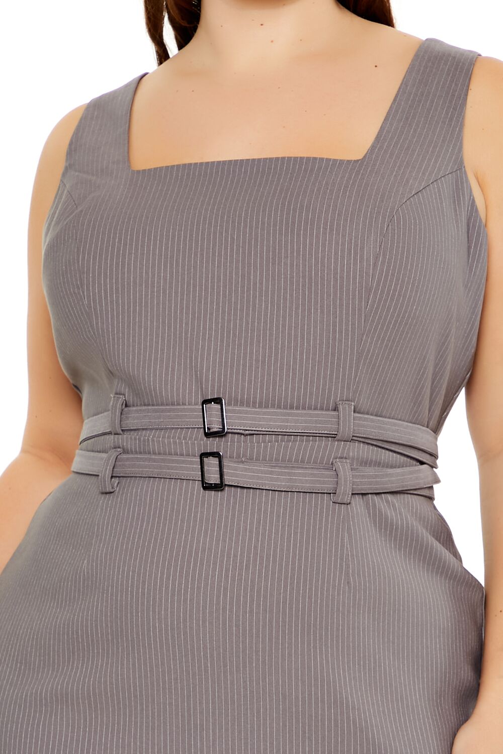 Plus Size Pinstriped Mini Dress - Image 5