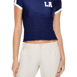 Smocked Ringer LA Cropped Tee