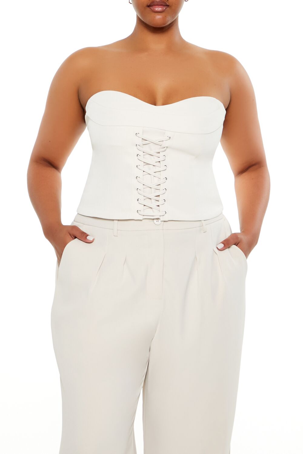 Plus Size Lace-Up Tube Top