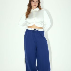Plus Size Striped Wide-Leg Pants
