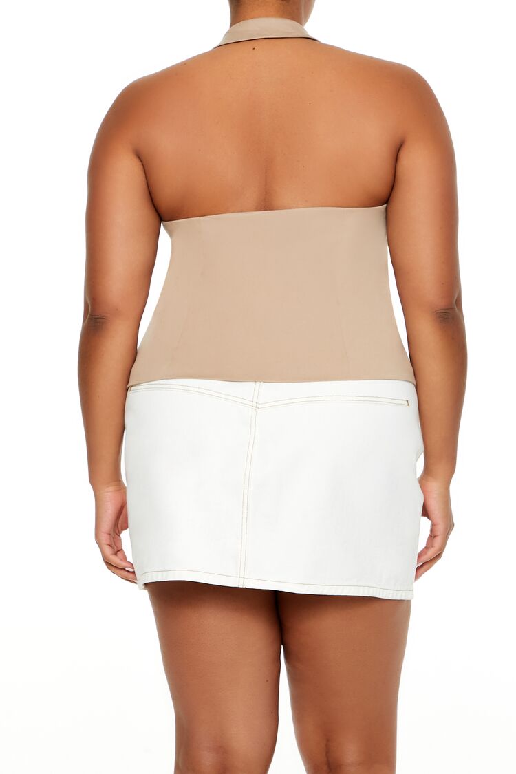 Plus Size Zip-Up Halter Crop Top - Image 5