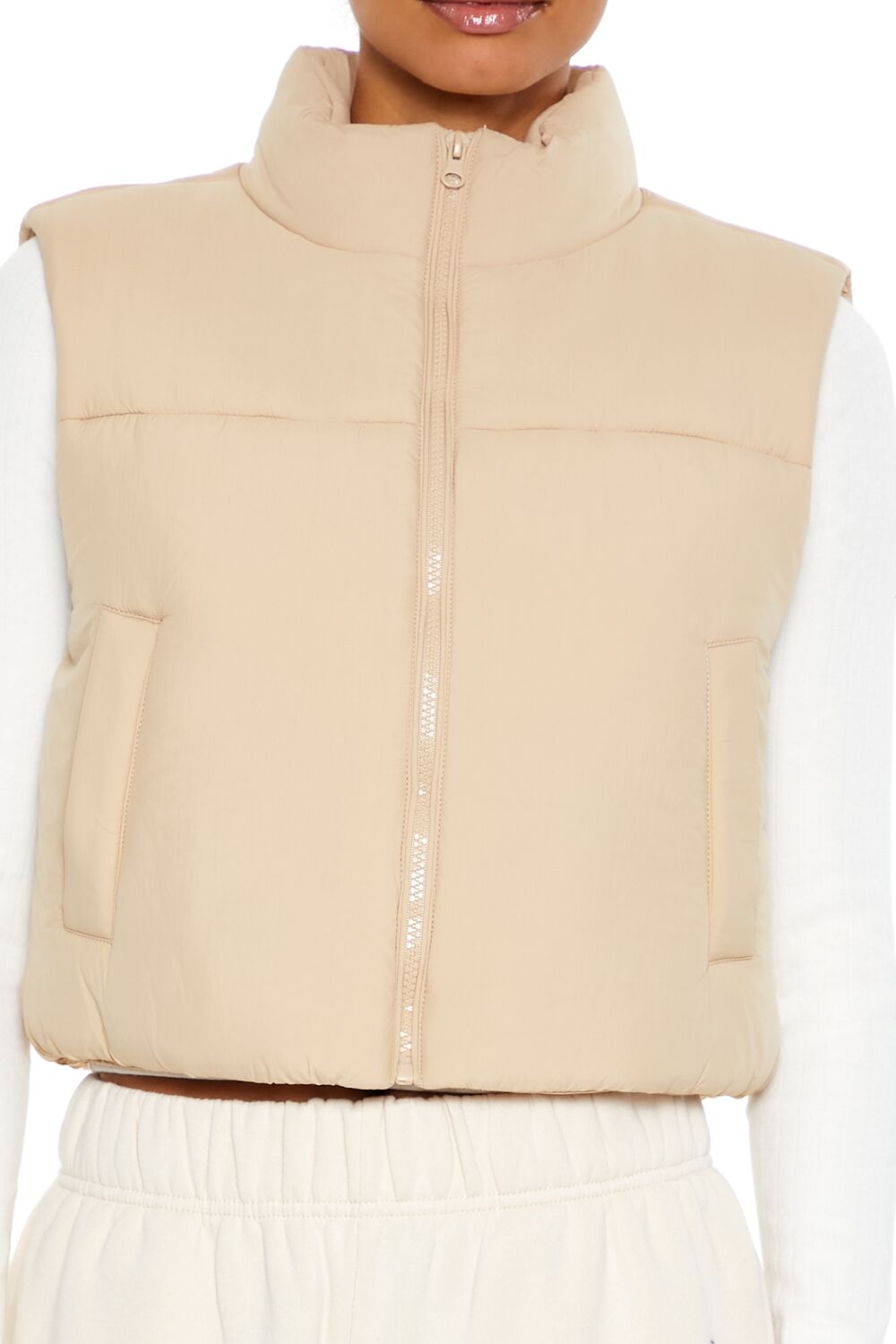 Quilted Cropped Puffer Vest - Image 3