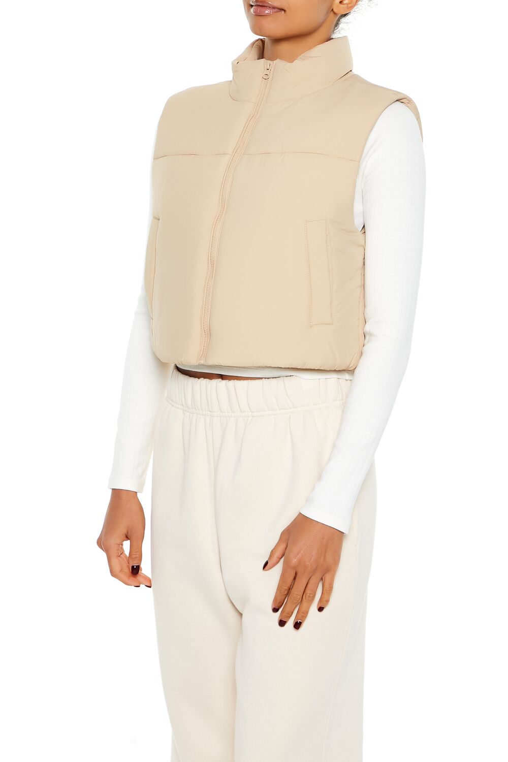 Quilted Cropped Puffer Vest - Image 4