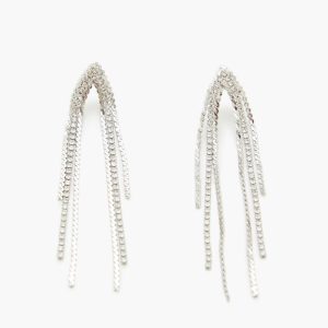 Rhinestone Box Chain Drop Earrings