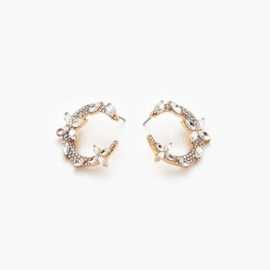 Rhinestone Crescent Stud Earrings