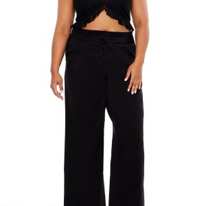 Plus Size Drawstring Straight Pants