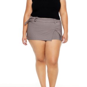 Plus Size Pinstriped Micro Mini Skort