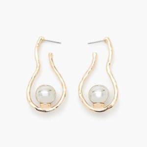 Faux Pearl Geo Drop Earrings