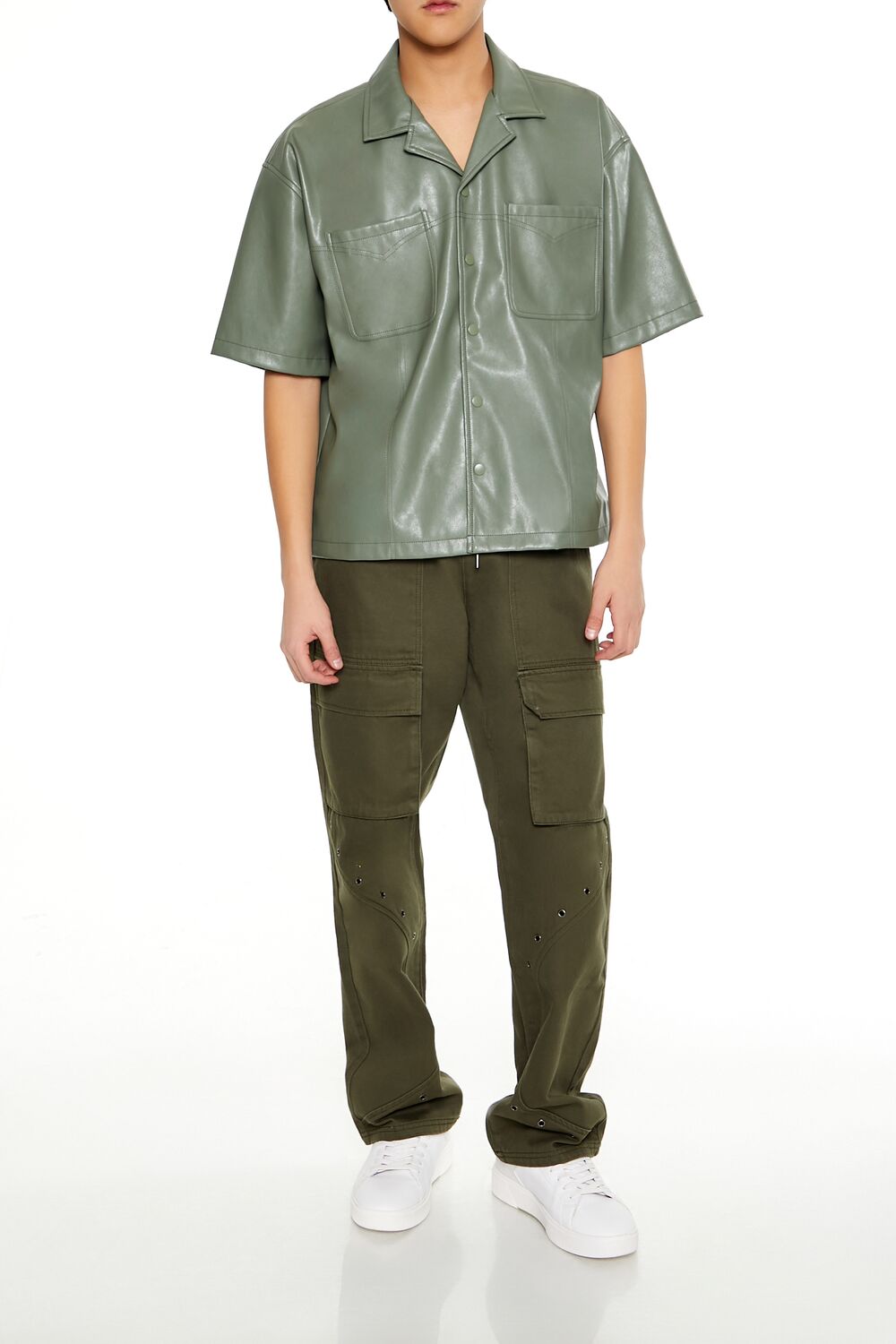 Mid-Rise Drawstring Cargo Pants