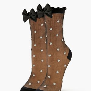 Polka Dot Bow Crew Socks