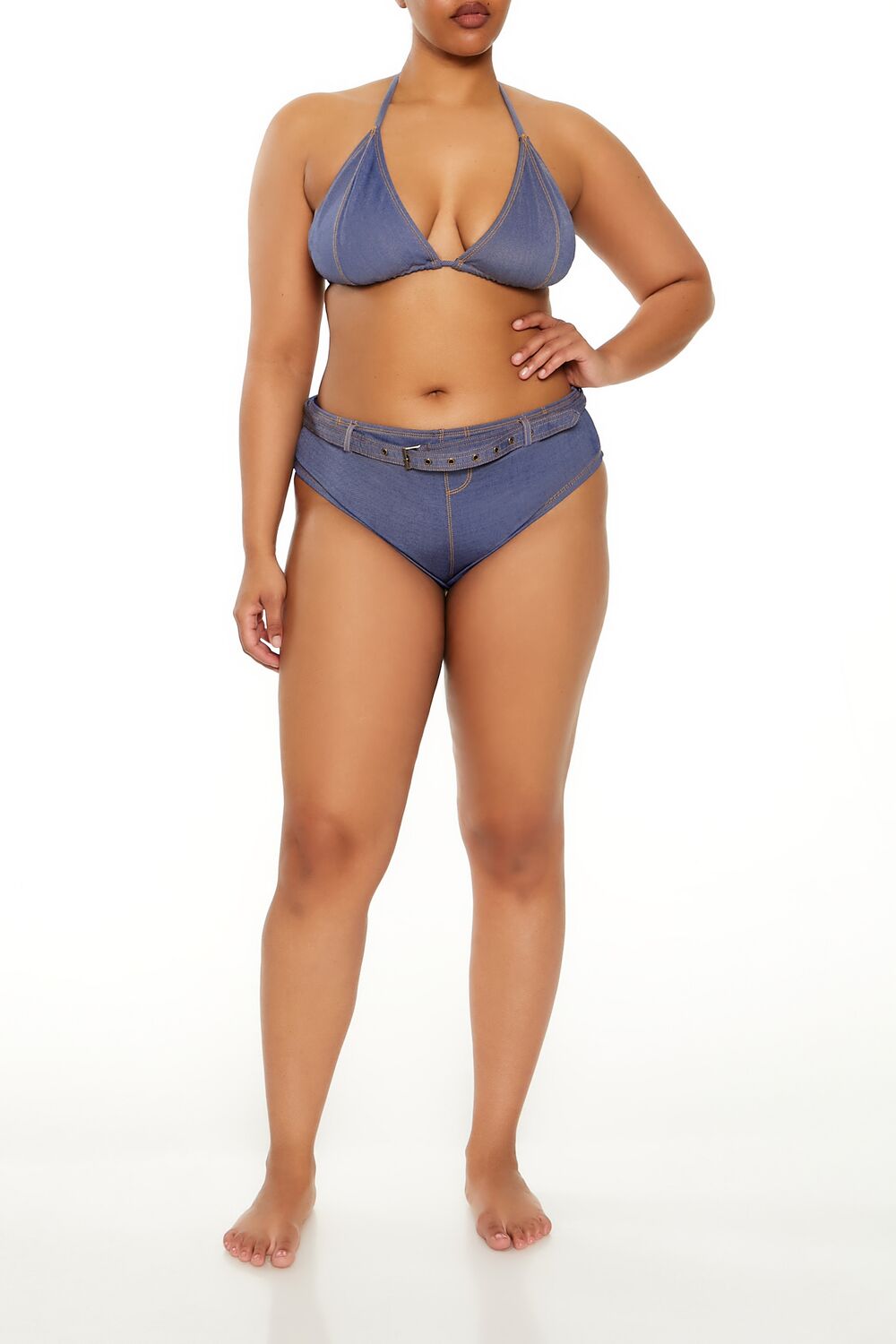 Plus Size Denim Bikini Bottoms