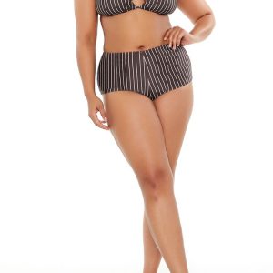 Plus Size Pinstriped Bikini Bottoms