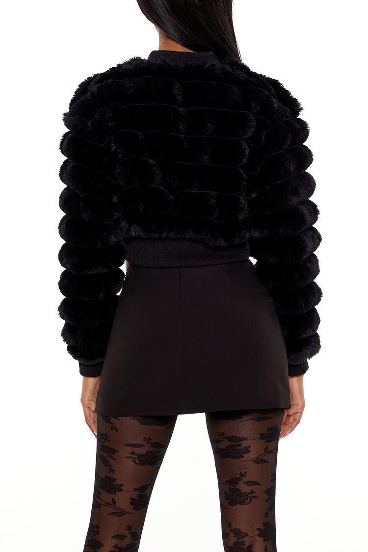Faux Fur Cropped Bomber Jacket - Image 5