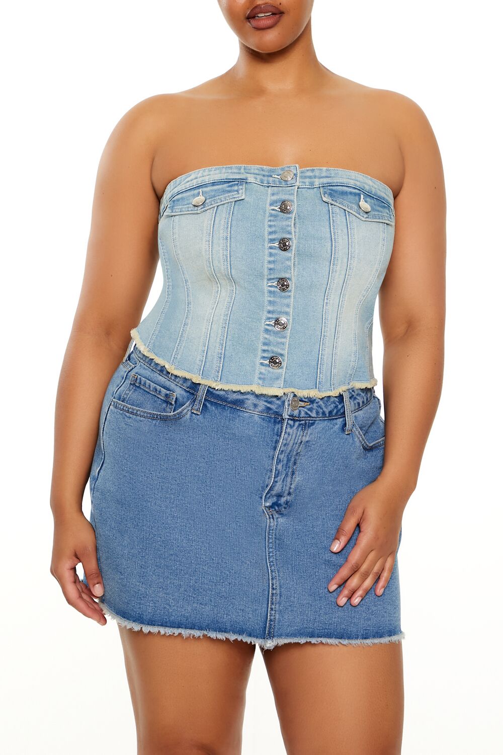 Plus Size Stretch-Denim Tube Top