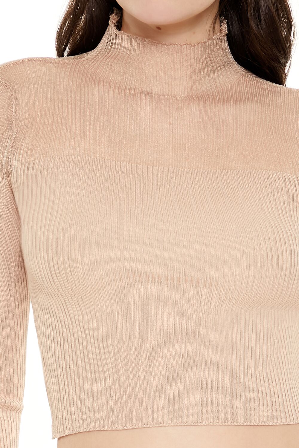 Mock Neck Sweater-Knit Crop Top - Image 3
