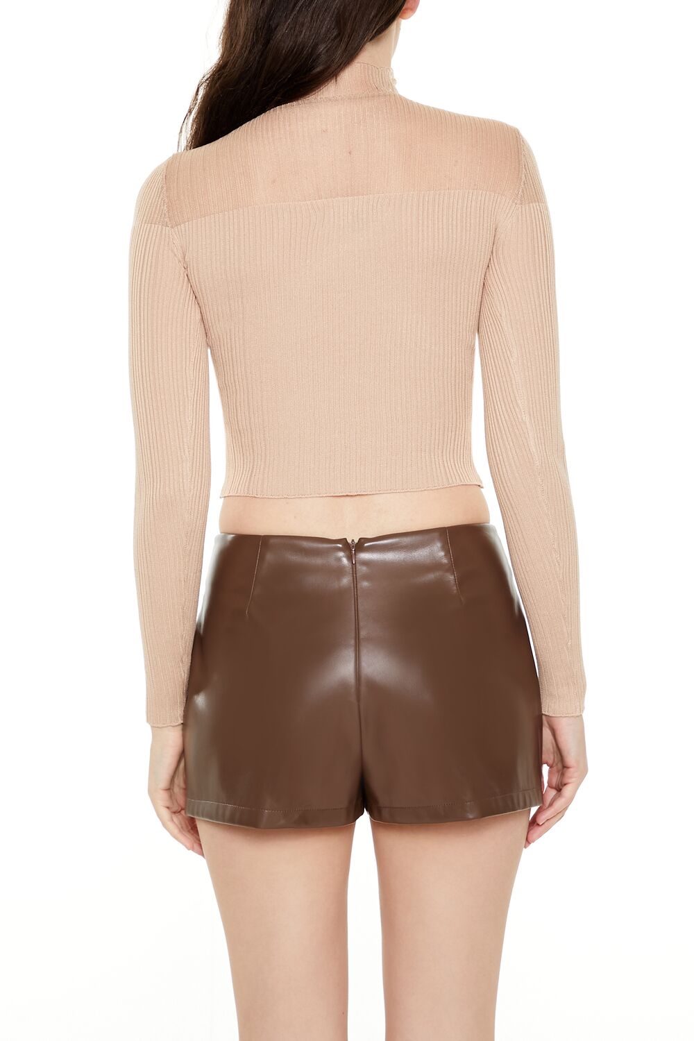 Mock Neck Sweater-Knit Crop Top - Image 5