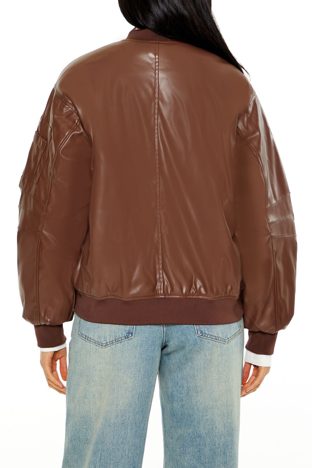 Faux Leather Utility Bomber Jacket - Image 11