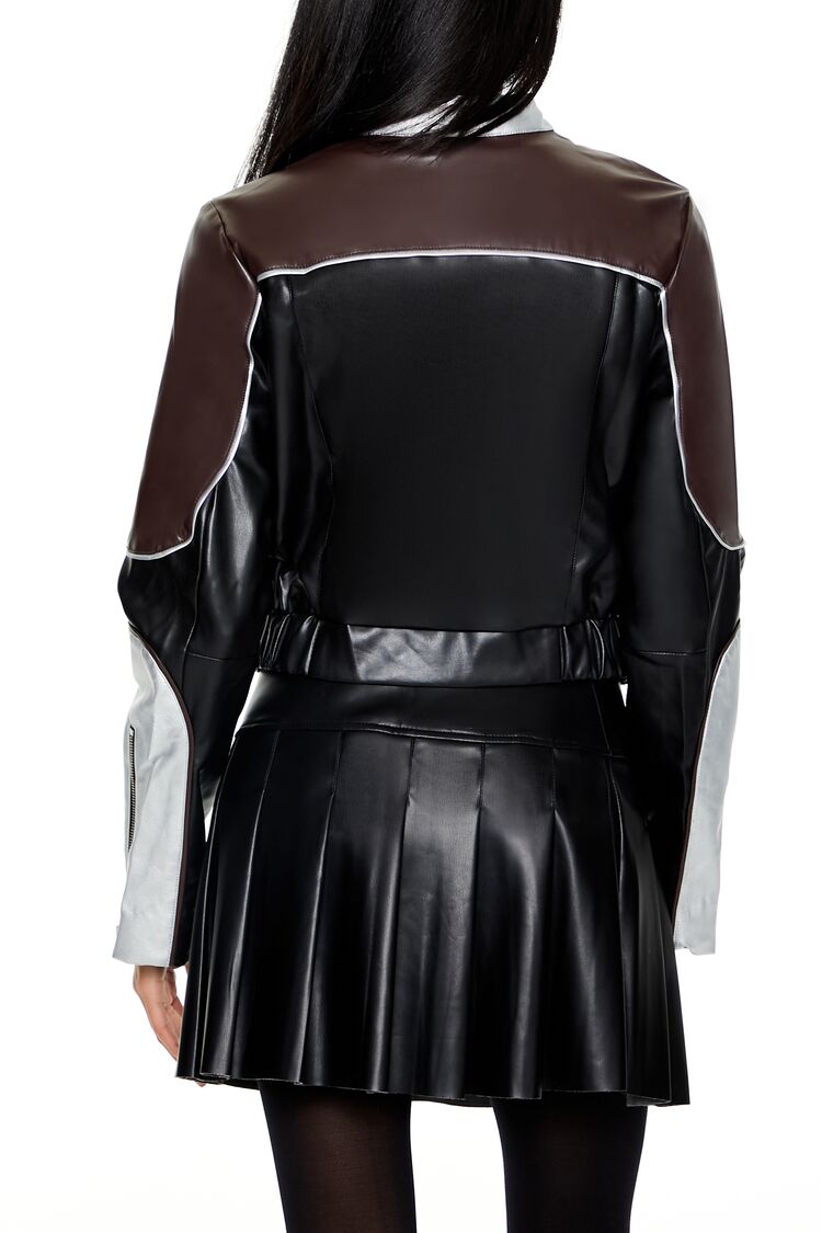Metallic Colorblock Moto Jacket - Image 5