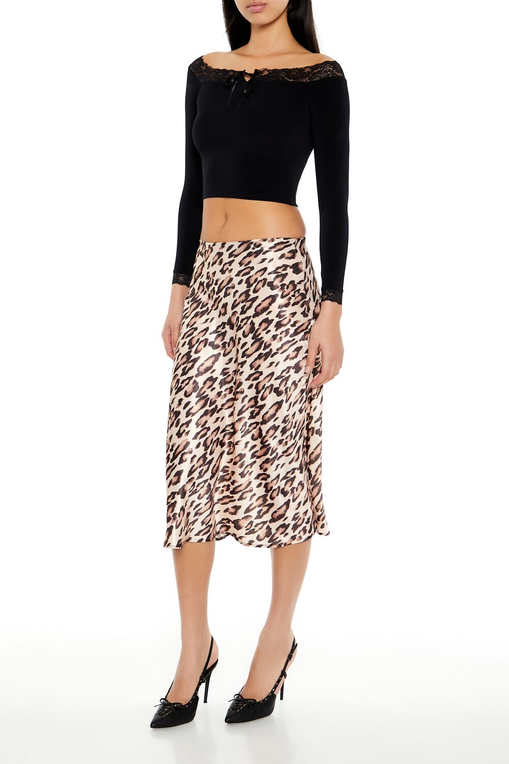 Leopard Print Slip Midi Skirt - Image 3