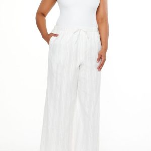 Plus Size Striped Wide-Leg Pants
