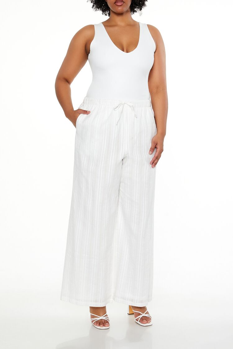 Plus Size Striped Wide-Leg Pants