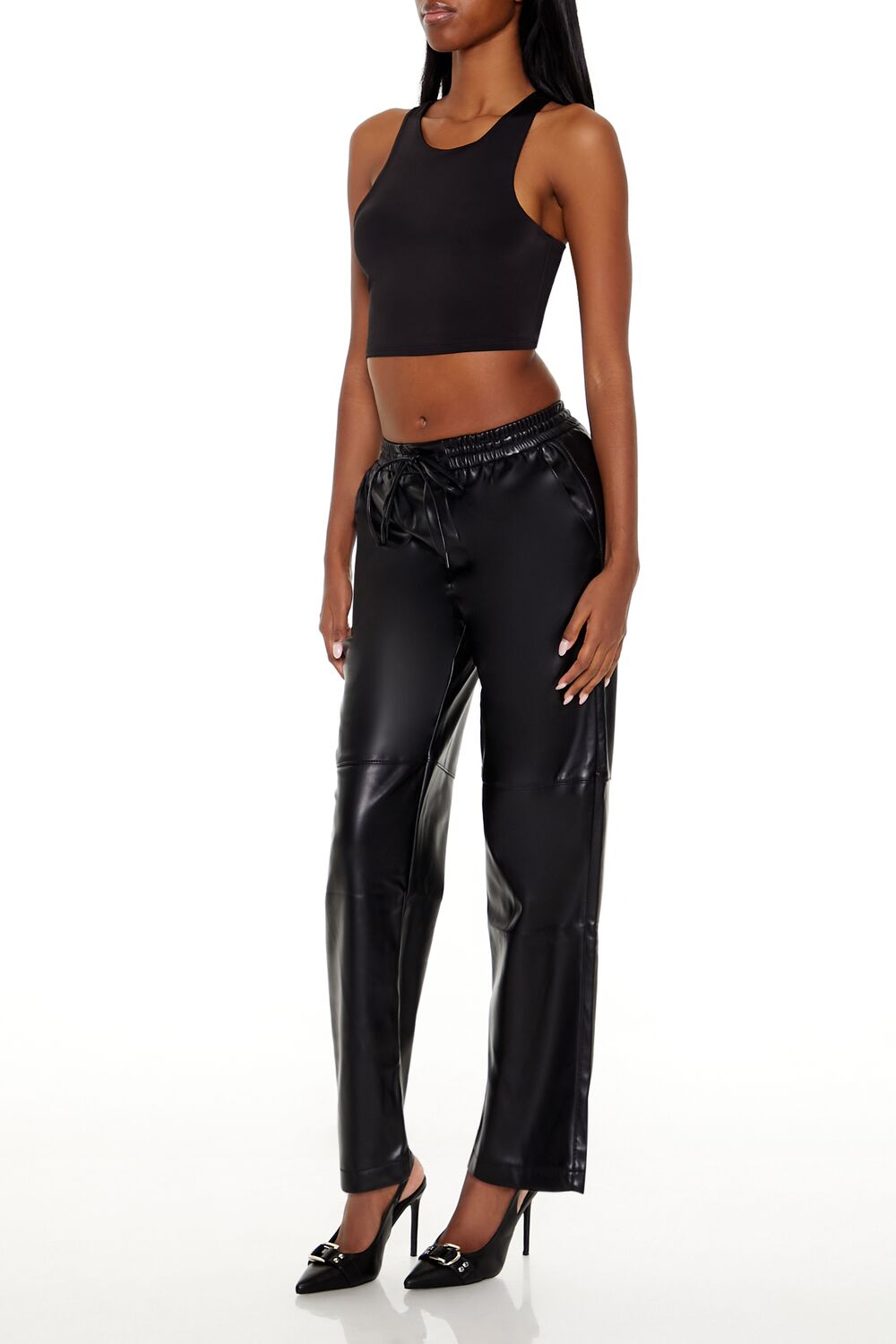 Faux Leather High-Rise Pants - Image 3