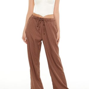 Pinstriped Wide-Leg Pants