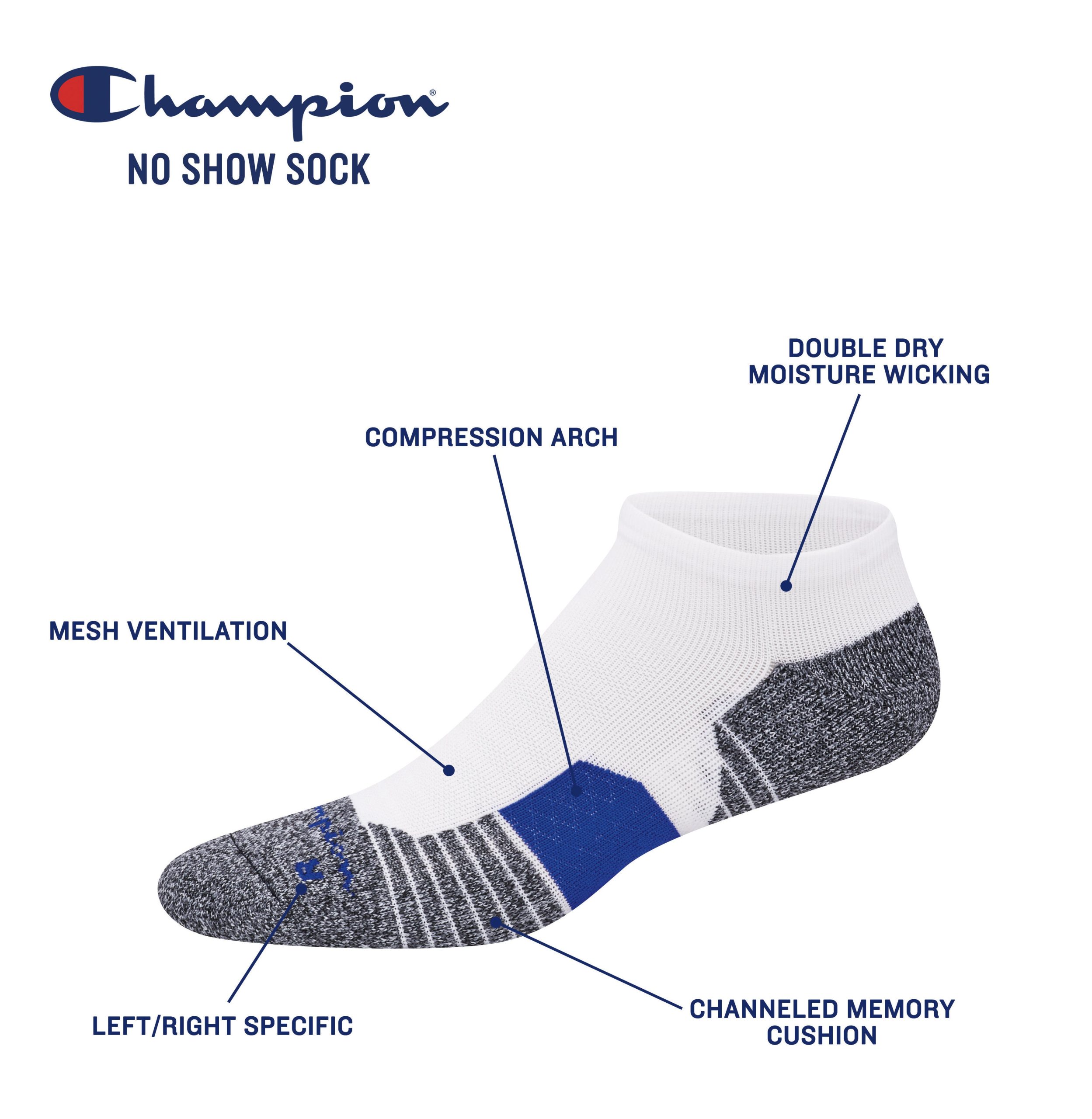 Champion Men's Sport 3 Pack No Show Socks - Image 2