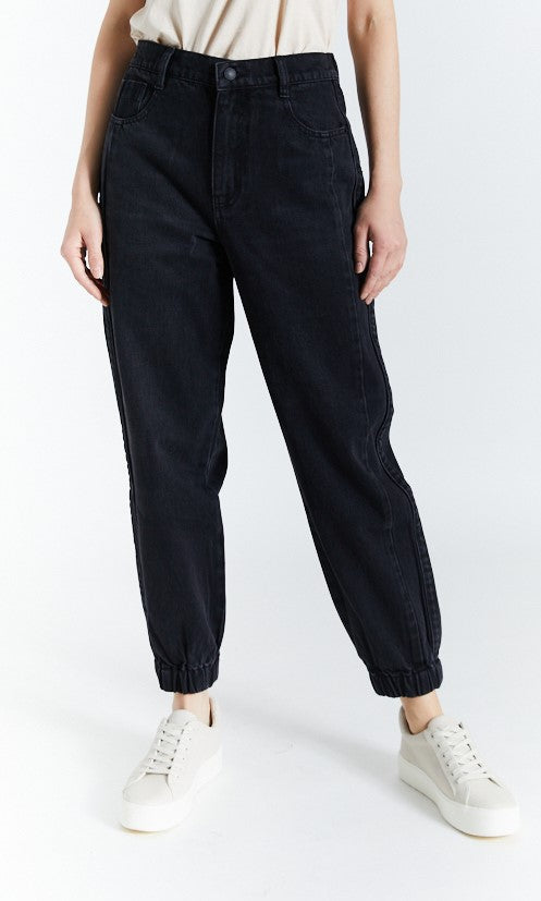 Denim Joggers with Front Button Clasp - Image 3