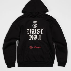 Trust No 1 Front and Back Print Hoodie - Black