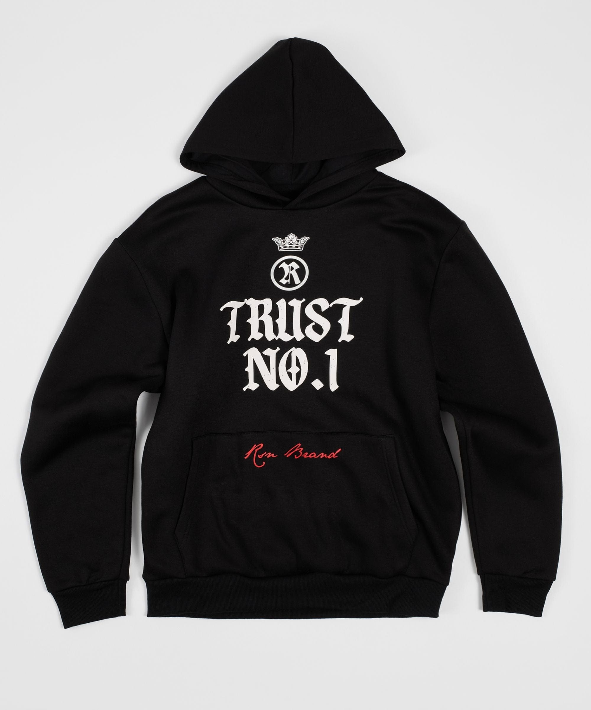 Trust No 1 Front and Back Print Hoodie - Black