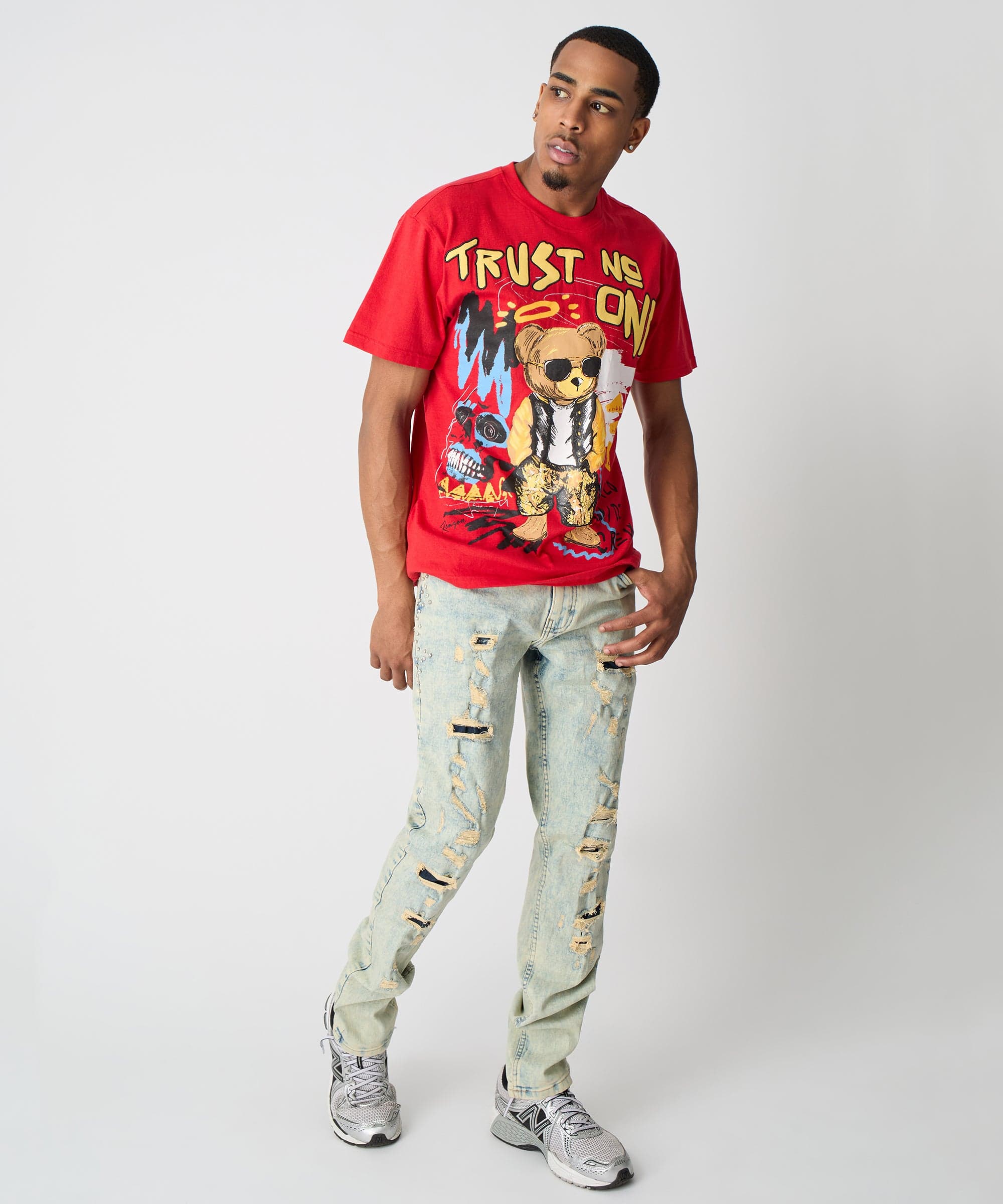 Trust No One Short Sleeve Tee - Red - Image 4