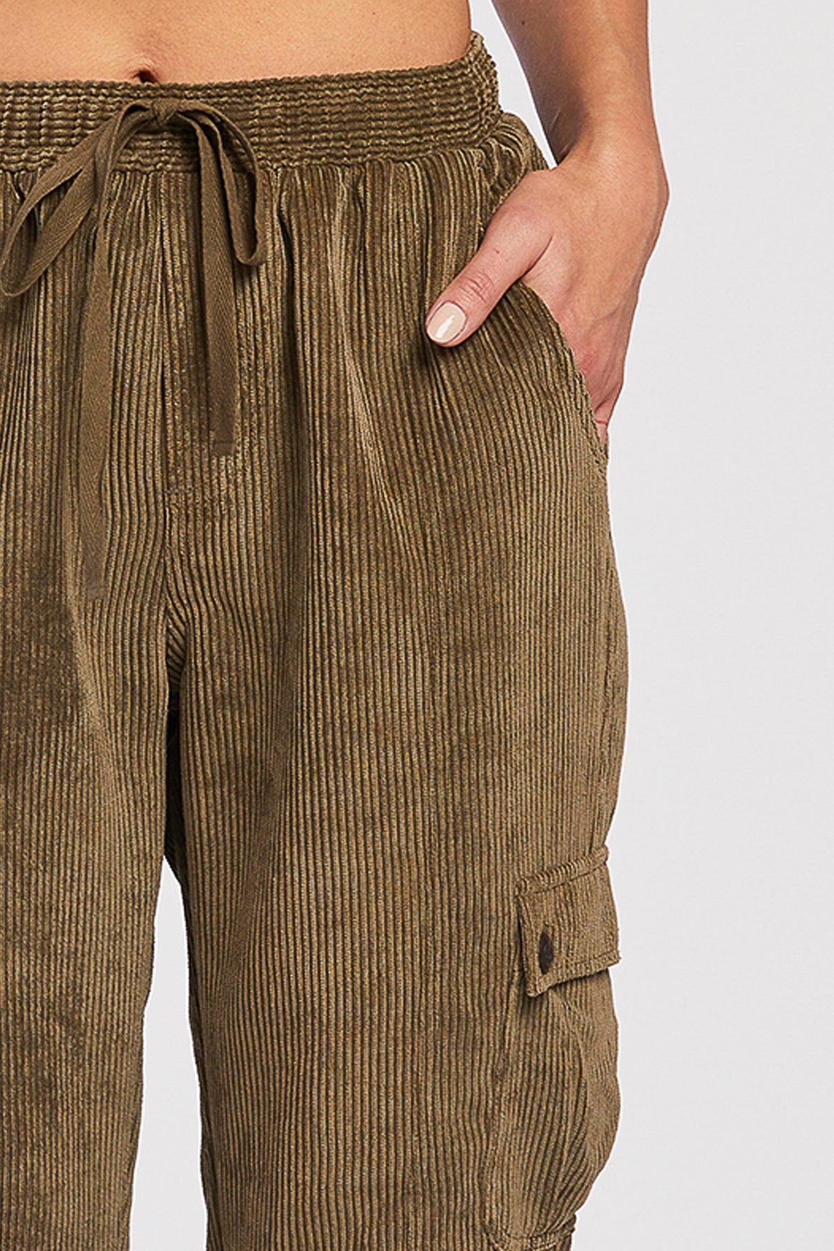 Sylvia Pull On Elastic Drawstring Cargo Jogger - Image 3